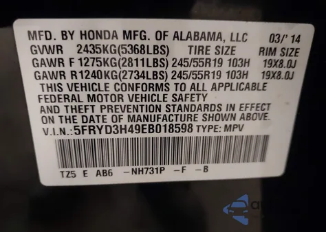 2014 Acura Mdx Technology Package z USA, uszkodzony, nr VIN 5FRYD3H49EB018598